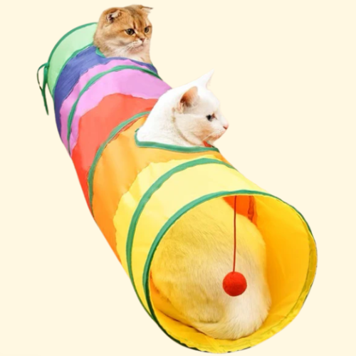 TUNNEL ARC-EN-CIEL— Tunnel de jeux pour chats curieux et aventureux