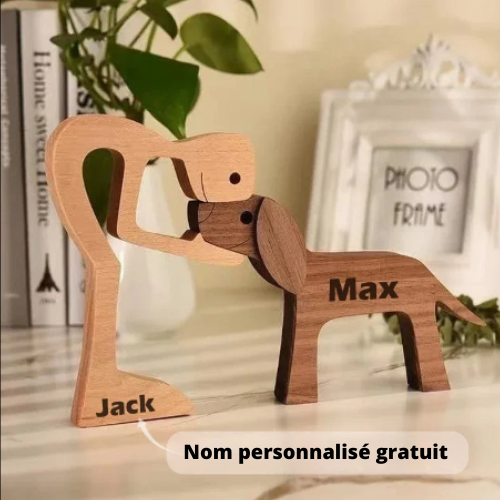 Figurine personnalisable en bois - Maître et Chien